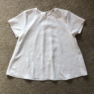 Uniqlo White Drape Short-Sleeve Blouse